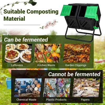 Costway Dual Chamber Compost Tumbler Outdoor Rotating Chamber Compost Bin 34.5 Gallon 9 Costway Dual Chamber Compost Tumbler Outdoor Rotating Chamber Compost Bin 34.5 Gallon - Image 7