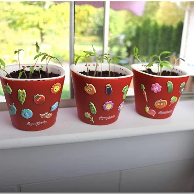 Window Garden Vegetable Planting And Growing Kit For Kids, 3 Self Watering Planters, Soil, Seeds And Puffy Stickers, Cherry Tomato 4 Window Garden Vegetable Planting And Growing Kit For Kids, 3 Self Watering Planters, Soil, Seeds And Puffy Stickers, Cherry Tomato - Image 2