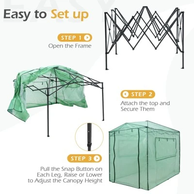 Costway 6'x 8' Portable Walk-in Greenhouse Pop-up Folding Plant Gardening W/Window 5 Costway 6'x 8' Portable Walk-in Greenhouse Pop-up Folding Plant Gardening W/Window - Image 3