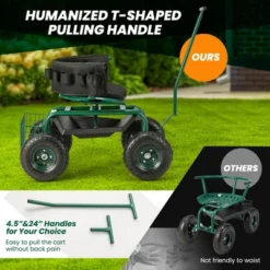Costway Rolling Garden Cart Outdoor Gardening Workseat With Adjustable Height &Tool Storage -Garden Promotional Store GUEST 47531cdb 362d 4eb1 a849 062bd34c289e