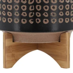 11" Ceramic Planter On Stand Brown/Black - Sagebrook Home -Garden Promotional Store GUEST 47949d47 8405 436c 9994 3b6b37c43897