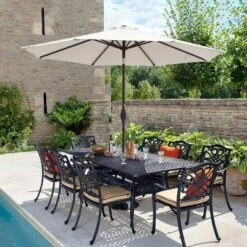 9' X 9' UV Protected Patio Umbrella With Crank And Push Button Tilt Beige - Wellfor -Garden Promotional Store GUEST 47fb69ca a11a 4304 883f 04e24333ec2a