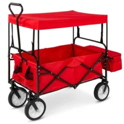 Best Choice Products Folding Utility Cargo Wagon Cart W/ Removable Canopy, Cup Holders -Garden Promotional Store GUEST 481ef458 0ee6 4a54 8505 1b3b9c45528a