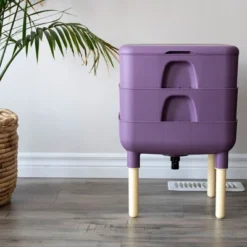 FCMP Outdoor Essential Living 6 Gallon UV Protected Plastic Worm Composter Bin Storage Container Box With 2 Trays For Garden And Home, Plum -Garden Promotional Store GUEST 49443926 5b44 4d61 b8cf ac7b689005dc