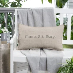 Indoor/Outdoor Come. Sit. Stay. Embroidered Lumbar Throw Pillow - Sorra Home -Garden Promotional Store GUEST 49670a78 a008 4667 af9a 64b1db178d08