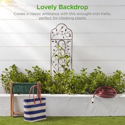 Best Choice Products 60x15in Iron Arched Garden Trellis Fence Panel W/ Branches, Birds For Climbing Plants - Bronze 7 Best Choice Products 60x15in Iron Arched Garden Trellis Fence Panel W/ Branches, Birds For Climbing Plants - Bronze - Image 5