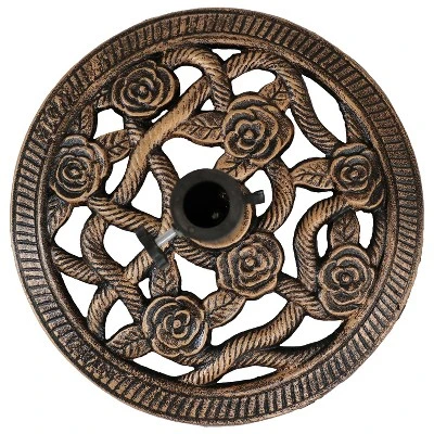 Sunnydaze Decor Sunnydaze Outdoor Heavy-Duty Cast Iron Decorative Rose Blossom Design Patio Yard Round Umbrella Base Stand - 16" 8 Sunnydaze Decor Sunnydaze Outdoor Heavy-Duty Cast Iron Decorative Rose Blossom Design Patio Yard Round Umbrella Base Stand - 16" - Image 6
