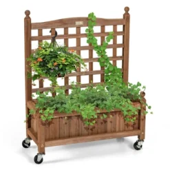 Costway 32in Wood Planter Box W/Trellis Mobile Raised Bed For Climbing Plant 20 Costway 32in Wood Planter Box W/Trellis Mobile Raised Bed For Climbing Plant -Garden Promotional Store GUEST 4c731bb3 1433 40c1 a9ab 303b2b5c6959