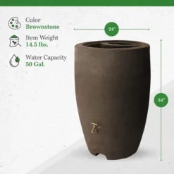 Algreen Athena 50 Gallon Plastic Outdoor Rain Barrel With Brass Spigot And Screen Guard For Rain Water Collection And Storage, Brownstone 8 Algreen Athena 50 Gallon Plastic Outdoor Rain Barrel With Brass Spigot And Screen Guard For Rain Water Collection And Storage, Brownstone -Garden Promotional Store GUEST 4d158bfa c523 494d 8a6c 252478fc3e60