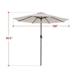 9' X 9' UV Protected Patio Umbrella With Crank And Push Button Tilt Beige - Wellfor -Garden Promotional Store GUEST 4d4d8191 fdf6 4201 abd4 d8d6f8e5bea7
