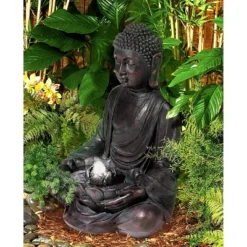 John Timberland Meditating Buddha Zen Bubbler Outdoor Water Fountain With LED Light 24" For Yard Garden Patio Home Deck Porch House Meditation Decor -Garden Promotional Store GUEST 4ea72a47 c5f1 491f 972e 87adad30c545