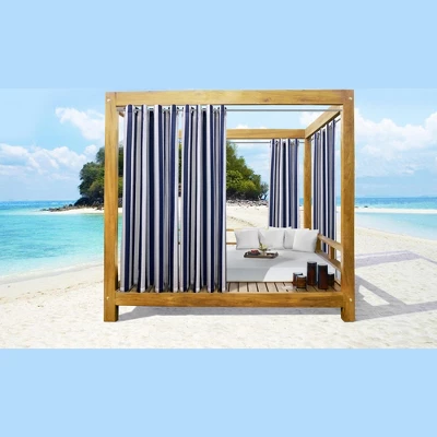 Commonwealth Seascapes Stripes Light Filtering Satiny Look Provide Privacy Grommet Outdoor Panel Pair Indigo 5 Commonwealth Seascapes Stripes Light Filtering Satiny Look Provide Privacy Grommet Outdoor Panel Pair Indigo - Image 4