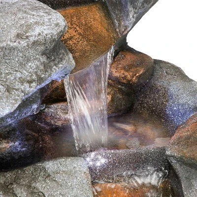 54" Resin 5-Tier Rock Fountain With LED Lights Dark Brown - Alpine Corporation 6 54" Resin 5-Tier Rock Fountain With LED Lights Dark Brown - Alpine Corporation - Image 4