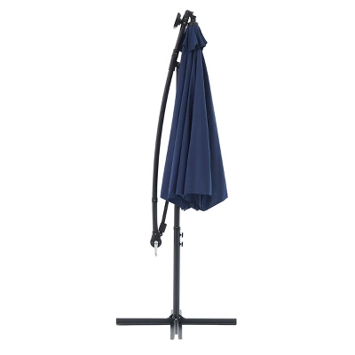 Barton Offset 10' Cantilever Solar Power LED Lighted Patio Outdoor Umbrella, Navy Blue 4 Barton Offset 10' Cantilever Solar Power LED Lighted Patio Outdoor Umbrella, Navy Blue - Image 2