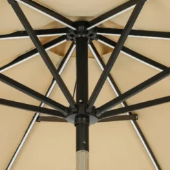 9' X 9' Mirage II Fiesta Market Patio Umbrella With Solar LED Tube Lights Champagne - Island Umbrella -Garden Promotional Store GUEST 5264455e 57b9 4045 90d0 386d9b306364