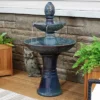 Sunnydaze Decor Sunnydaze 38"H Electric Ceramic 2-Tier Outdoor Water Feature With LED Lights, Green -Garden Promotional Store GUEST 5316f0e0 5411 4e4e 9ba5 1e1411e6128b