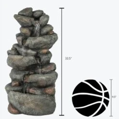 LuxenHome 33.5" H Gray Resin Cascading Rock Outdoor Fountain -Garden Promotional Store GUEST 53506b76 3c92 4ed2 9db8 7c03052fa216