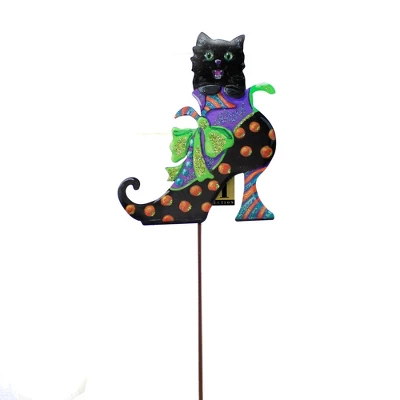 Halloween Cat In Witch's Shoe - One Garden Stakes 27.75 Inches - Black Boot - F22025 - Metal - Black 3 Halloween Cat In Witch's Shoe - One Garden Stakes 27.75 Inches - Black Boot - F22025 - Metal - Black