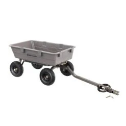 Gorilla Carts 800 Pound Capacity Heavy Duty Poly Yard Garden Steel Dump Utility Wheelbarrow Wagon Cart With 2 In 1 Towing ATV Handle, Gray