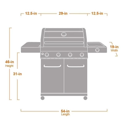 4-Burner Propane Stainless Steel Gas Grill With ClearView Lid Model 41847NG - Monument Grills 14 4-Burner Propane Stainless Steel Gas Grill With ClearView Lid Model 41847NG - Monument Grills - Image 12