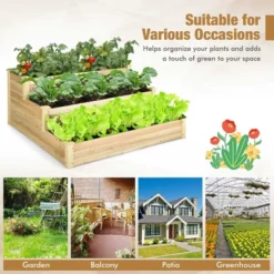 Costway 3-Tier Raised Garden Bed Wood Planter Kit For Flower Vegetable Herb 48x 48x 22in -Garden Promotional Store GUEST 56173c49 27e0 4e85 8f1f 4f38ee134f10