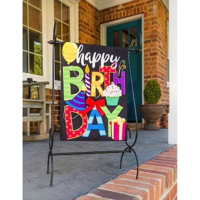 Evergreen Happy Birthday Garden Linen Flag 12.5 X 18 Inches Indoor Outdoor Decor 4 Evergreen Happy Birthday Garden Linen Flag 12.5 X 18 Inches Indoor Outdoor Decor - Image 2