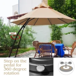Costway 11FT Outdoor Cantilever Offset Hanging Umbrella W/ Base Wheel -Garden Promotional Store GUEST 56b8cc10 cacd 4813 b899 565a41595656