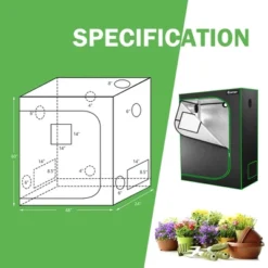 Costway 48''x24''x60'' Mylar Hydroponic Grow Tent W/Observation Window & Floor Tray GrayBlack -Garden Promotional Store GUEST 56f8cb8c 38a0 4fb0 a6d4 d6d0999233e6