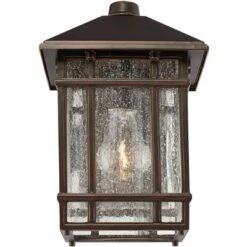 Kathy Ireland Sierra Craftsman Mission Outdoor Wall Light Fixtures Set Of 2 Rubbed Bronze 11" Seedy Glass For Post Exterior Barn Deck House Porch Yard -Garden Promotional Store GUEST 57c5614b 3ba0 486c 9df2 30b79dc70532