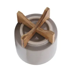 Sagebrook Home 8" Wide Ceramic Planter With Wood Stand Beige -Garden Promotional Store GUEST 589a71c6 fa60 4c84 9933 98f881d02eea