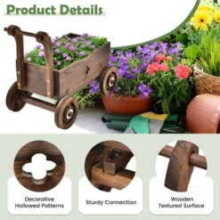 Decorative Wagon Cart Plant Flower Pot Stand Wooden Raised Garden Planter Box -Garden Promotional Store GUEST 5a7a83a9 152b 40ac a41e add1348d8d71