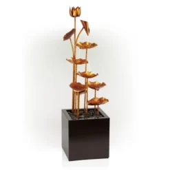 43" Metal Cascading Leaves Fountain With Stones Copper - Alpine Corporation -Garden Promotional Store GUEST 5a8b0a30 a2d5 4585 b6c9 a5aa15bb2ee1