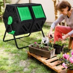 Costway Dual Chamber Compost Tumbler Outdoor Rotating Chamber Compost Bin 34.5 Gallon 13 Costway Dual Chamber Compost Tumbler Outdoor Rotating Chamber Compost Bin 34.5 Gallon -Garden Promotional Store GUEST 5abfbb3c bc82 466d 8ebc 72d251284464