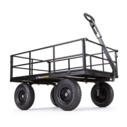 Gorilla Cart GOR1200-COM 9 Cubic Feet 1200 Pound Capacity Heavy Duty Durable Steel Utility Wagon Cart W/ 2 In 1 Towing Handle & Removable Sides, Black -Garden Promotional Store GUEST 5bc75753 4da6 4557 9e43 7c3514ad60cf