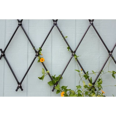 Achla Designs 43" Traditional Wall Mounted Lattice Iron Garden Trellis Graphite Powder Coat Finish 4 Achla Designs 43" Traditional Wall Mounted Lattice Iron Garden Trellis Graphite Powder Coat Finish - Image 2