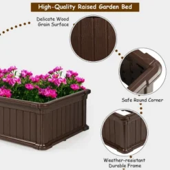 Costway 48''x24'' Raised Garden Bed Rectangle Plant Box Planter Flower Vegetable Brown 19 Costway 48''x24'' Raised Garden Bed Rectangle Plant Box Planter Flower Vegetable Brown -Garden Promotional Store GUEST 5d58fa79 43b1 4108 8cee 0b11bcbb4276