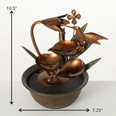 10.5"H Sullivans Copper Hummingbird Fountain, Multicolored 5 10.5"H Sullivans Copper Hummingbird Fountain, Multicolored - Image 3