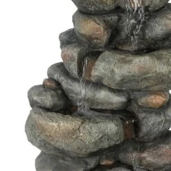 LuxenHome 33.5" H Gray Resin Cascading Rock Outdoor Fountain -Garden Promotional Store GUEST 5ea0a8ec cf4e 468f a25b 6a3ee6bbb52b