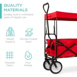 Best Choice Products Folding Utility Cargo Wagon Cart W/ Removable Canopy, Cup Holders -Garden Promotional Store GUEST 5ef7ec19 7f7d 4b8d 8f73 aa7b4cb140bf