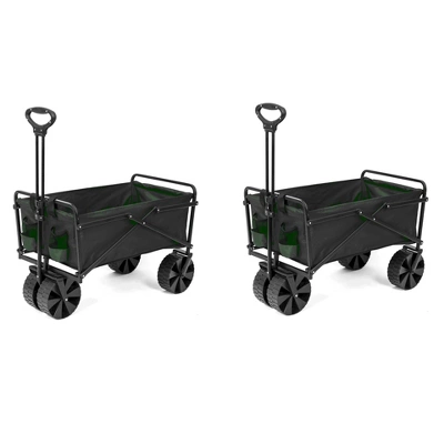 Seina Collapsible Steel Frame Folding Utility Beach Wagon Cart, Green (2 Pack) 4 Seina Collapsible Steel Frame Folding Utility Beach Wagon Cart, Green (2 Pack) - Image 2