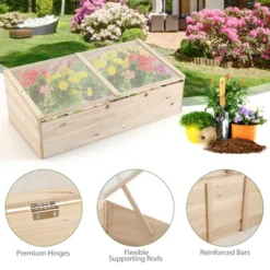 Costway Wooden Cold Frame Greenhouse Flower Planter Raised Plants Bed Protection 18 Costway Wooden Cold Frame Greenhouse Flower Planter Raised Plants Bed Protection -Garden Promotional Store GUEST 610ed969 1621 438c aa8d 67bfb2eafb9b