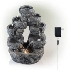 14" Multi Tiered Cascading LED Fountain Gray - Alpine Corporation 10 14" Multi Tiered Cascading LED Fountain Gray - Alpine Corporation -Garden Promotional Store GUEST 617d6100 4dda 442a 8464 1fde9f98b2e9