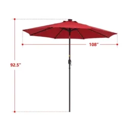 9' X 9' Solar LED Patio Umbrella With Tilt Adjustment And Crank Lift Red - Wellfor -Garden Promotional Store GUEST 61dc3940 a5b6 42c5 8342 d6a1888b8d02
