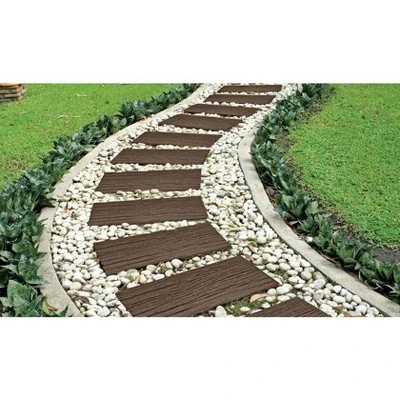 Flexon Rubber Railroad Tie Decorative Lawn And Garden Stepping Stone - Set Of 3 5 Flexon Rubber Railroad Tie Decorative Lawn And Garden Stepping Stone - Set Of 3 - Image 3
