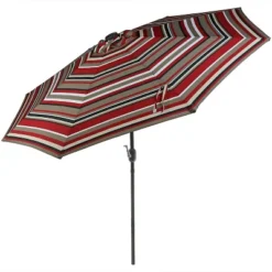 Sunnydaze Decor Sunnydaze Outdoor Aluminum Patio Umbrella With Solar LED Lights, Tilt, And Crank - 9' -Garden Promotional Store GUEST 62a404be 35c8 4d95 a33d dd4bcd140e35