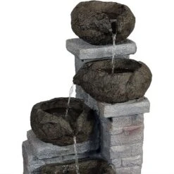 Sunnydaze Decor Sunnydaze Outdoor Polyresin Solar Powered Stone Bowls Water Fountain With LED Lights And Backup Battery - 30" -Garden Promotional Store GUEST 62bb312d a1f6 4abe a0fa fdb48a0b8aa7