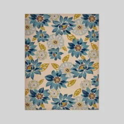 Wildwood Floral Outdoor Rug Ivory/Blue - Christopher Knight Home -Garden Promotional Store GUEST 6354035e 3d4f 40d6 800b 8a4fcef23d8a