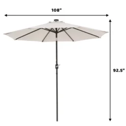 9' X 9' Solar LED Patio Umbrella With Tilt Adjustment And Crank Lift Beige - Wellfor 21 9' X 9' Solar LED Patio Umbrella With Tilt Adjustment And Crank Lift Beige - Wellfor -Garden Promotional Store GUEST 64c790e6 f1f7 4b51 be56 44856097a365