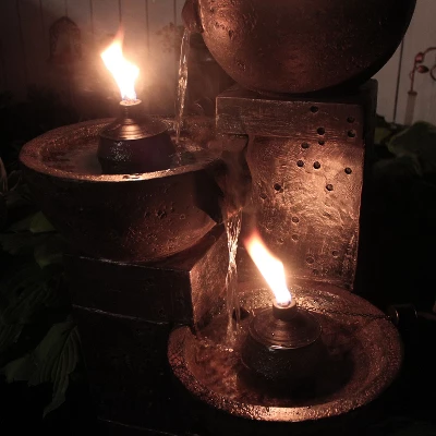 Sunnydaze Decor Sunnydaze 34"H Electric Polyresin 3-Tier Burning Bowls Outdoor Water Fountain With Real Flame Torch Accents 8 Sunnydaze Decor Sunnydaze 34"H Electric Polyresin 3-Tier Burning Bowls Outdoor Water Fountain With Real Flame Torch Accents - Image 6