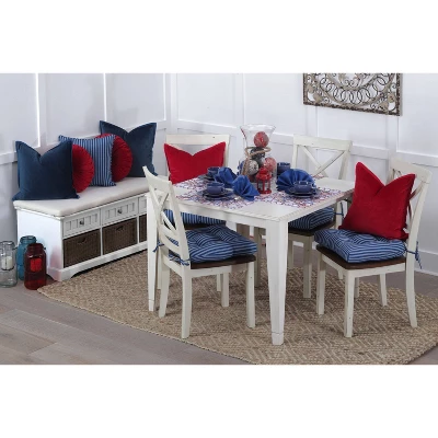 2pk Resort Stripe Reversible Chair Pads Blue - Pillow Perfect 3 2pk Resort Stripe Reversible Chair Pads Blue - Pillow Perfect